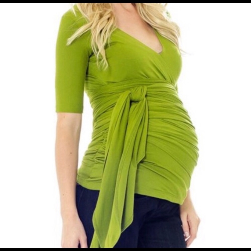 Fushia Isabella Oliver Ruched Wrap Maternity Top in Small